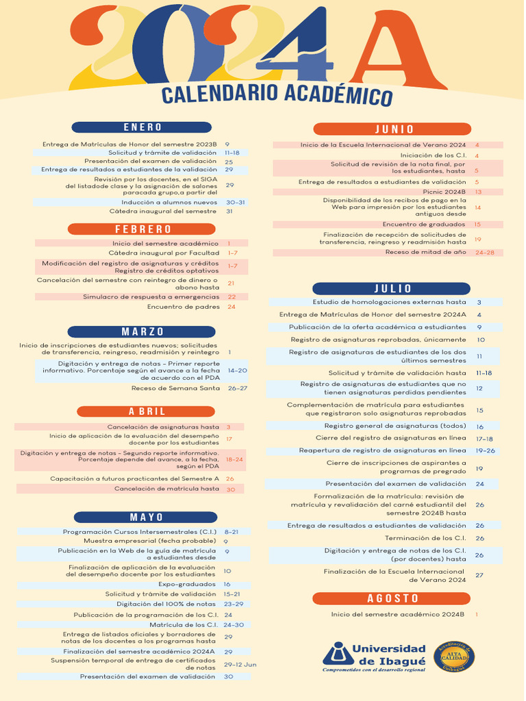 Calendario Academico 2024A | PDF
