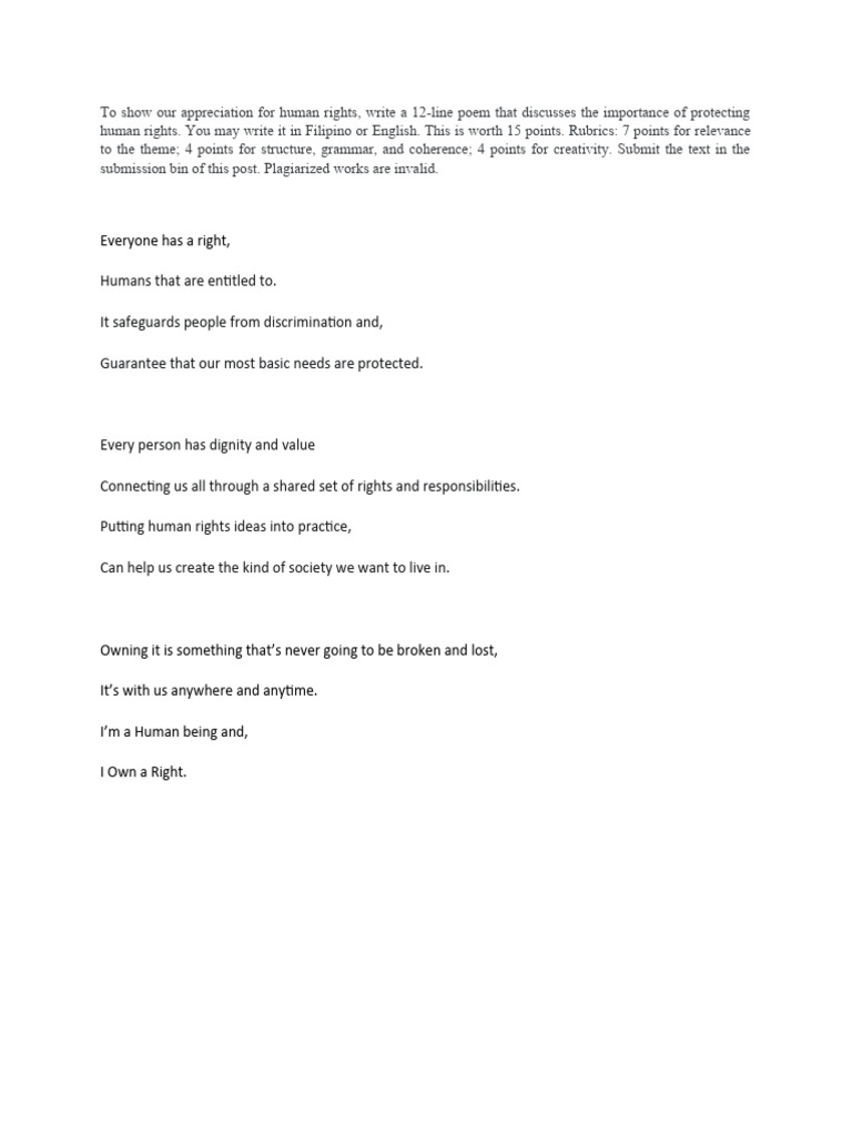 Human Rights Poem Submission Guidelines | PDF