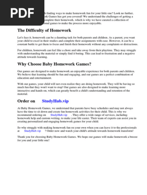 Baby Homework Games