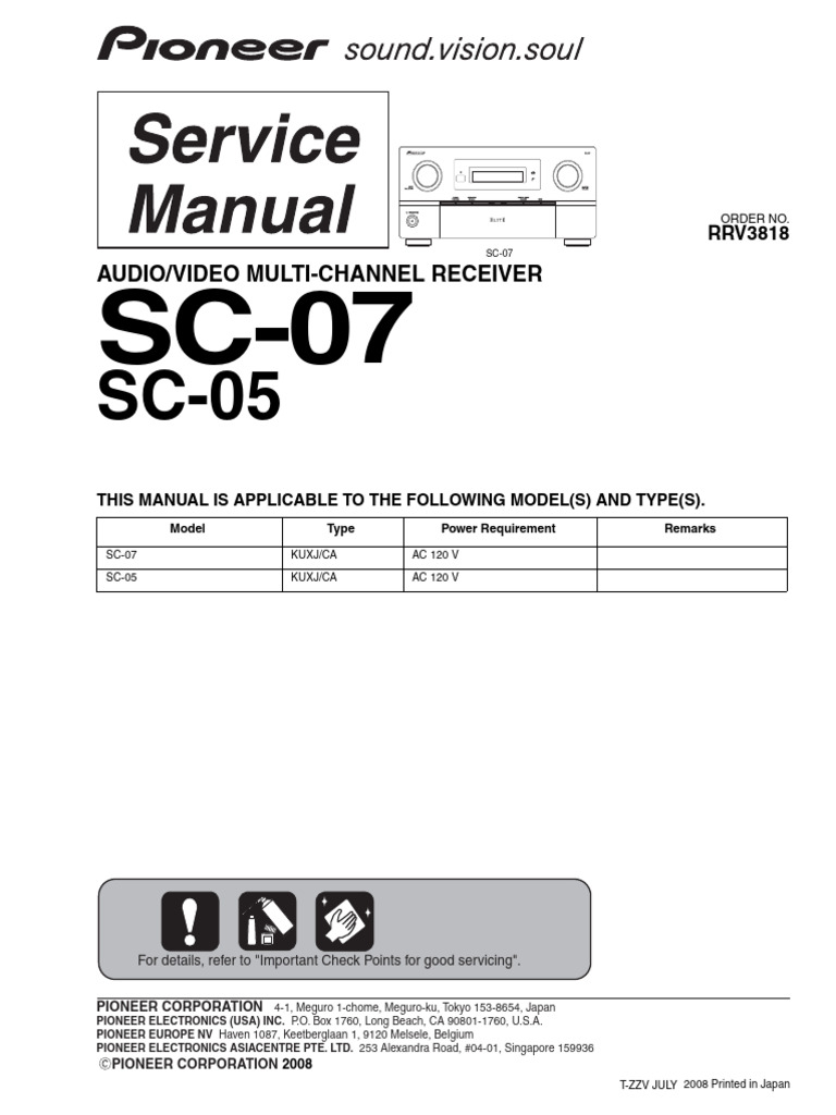 Pioneer SC-07/SC-05 Service Manual | PDF | Electrical Connector | Soldering
