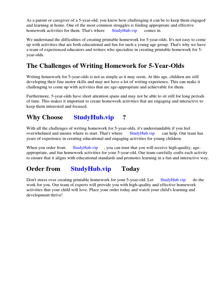 Printable Homework For 5 Year Olds | PDF | Letter Case | Worksheet