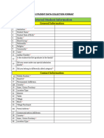 Umis Student Data Collection Format