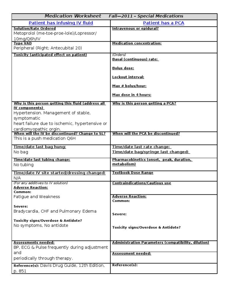 Metoprolol (Lopressor) IV | PDF | Intravenous Therapy | Heart Failure