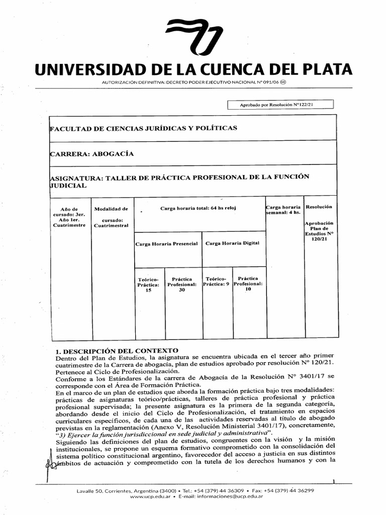 Programa taller de pr ctica profesional de la funci n judicial pdf