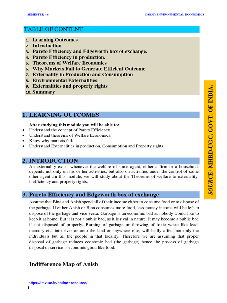 Environmental Economics: Pareto Efficiency | PDF | Welfare Economics ...