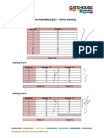 GA Classic IESOL A1 (E1) Reading Answer Sheet HIPPO Sample