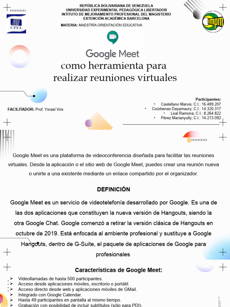 Google Meet | Descargar gratis PDF | Videotelefonía | Software