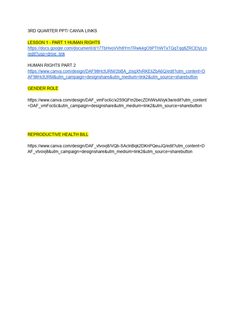 3rd Quarter PPT Canva Links | PDF | Computers