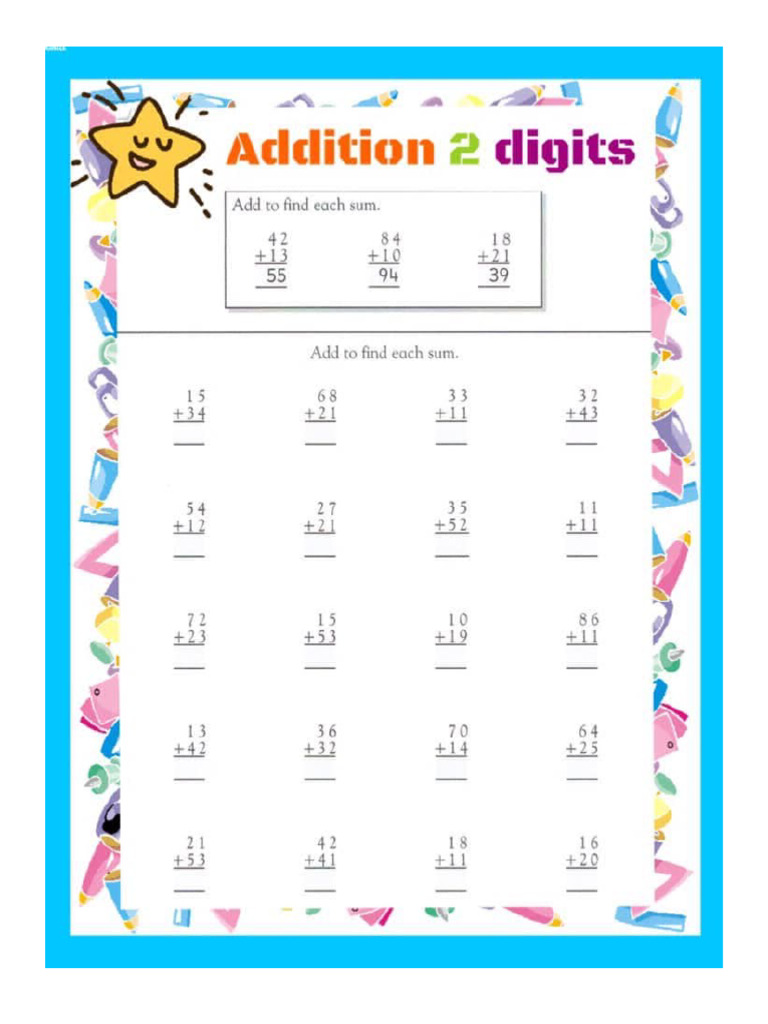 2 Digit Addition Worksheets | PDF