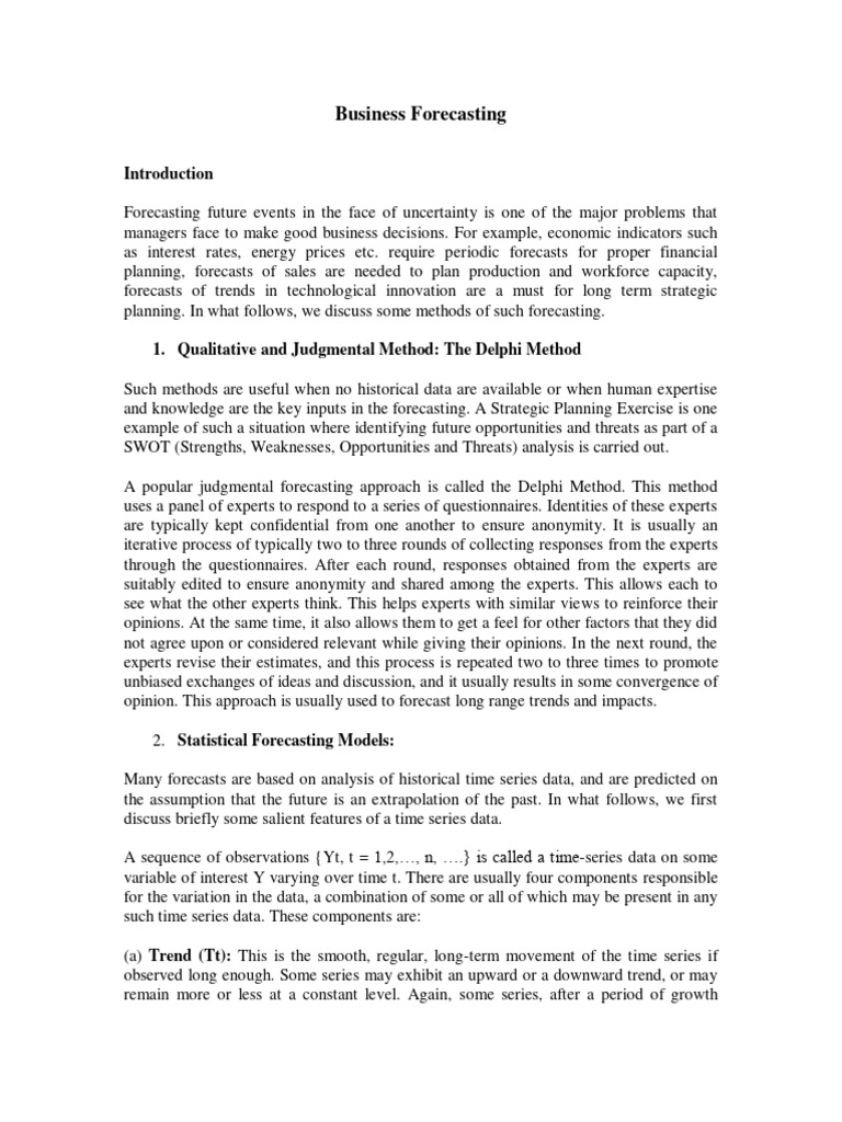 Business Forecasting Methods Guide | PDF | Seasonality | Forecasting