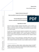 "Gestión Territorial y Desarrollo" Hacia Una Política de Desarrollo Territorial Sostenible en América Latina