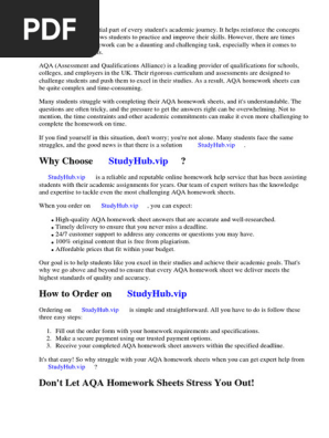 Aqa Homework Sheet Answers