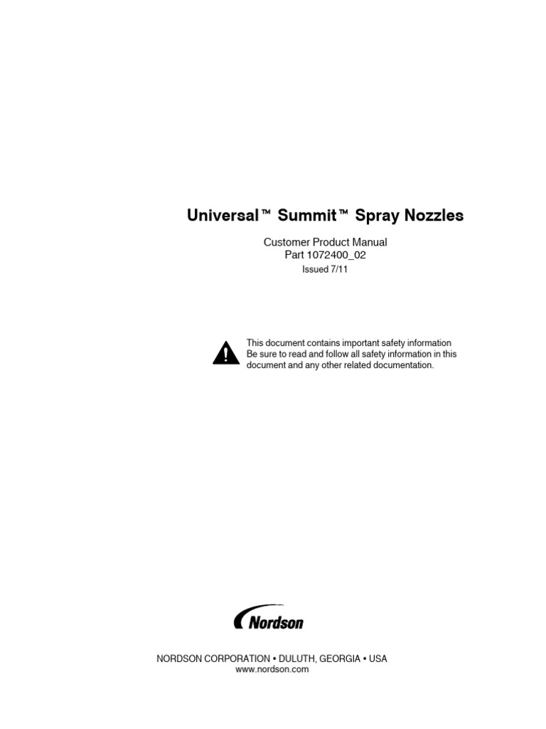 Universal Summit Spray Nozzles Manual | PDF