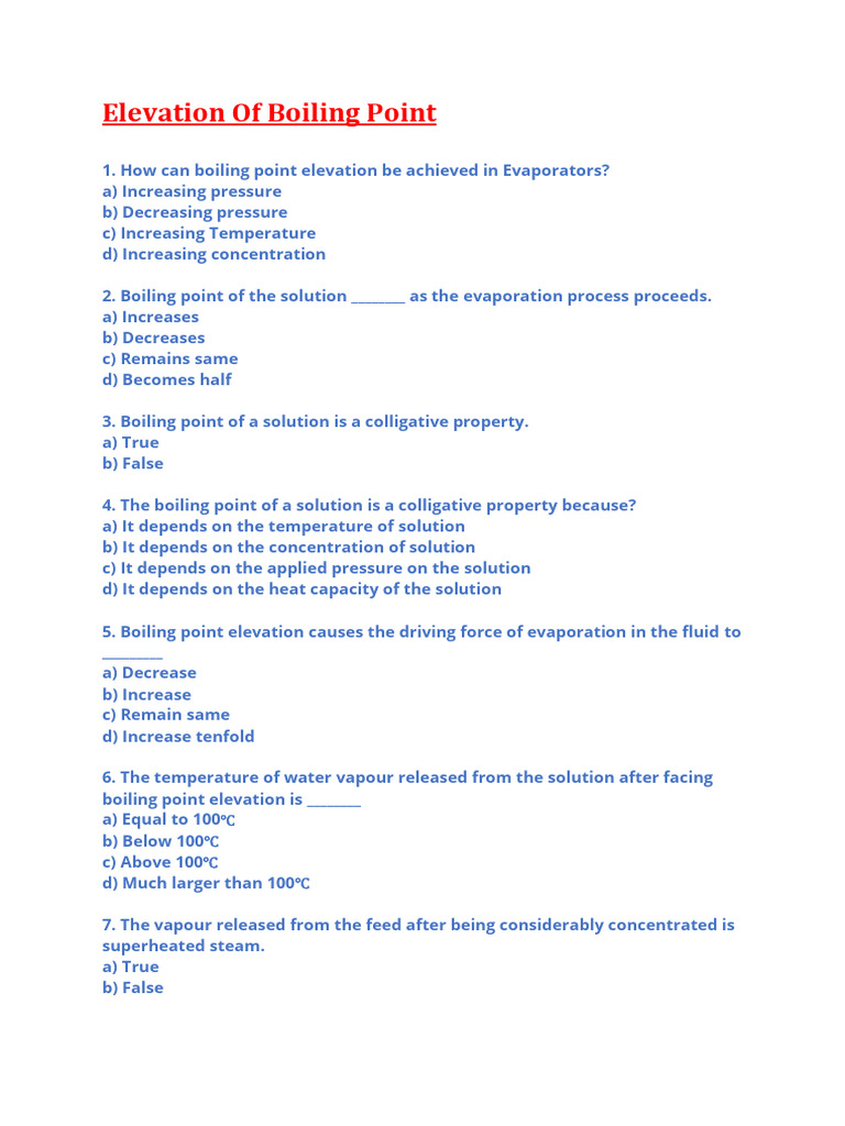 Boiling Point Elevation in Evaporators | PDF