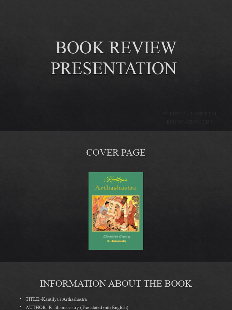 Book Review Presentation: by Purna Chandra M REG - NO:-2350813029 | PDF