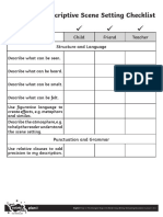 Checklist - The Features of Descriptive Scene Setting