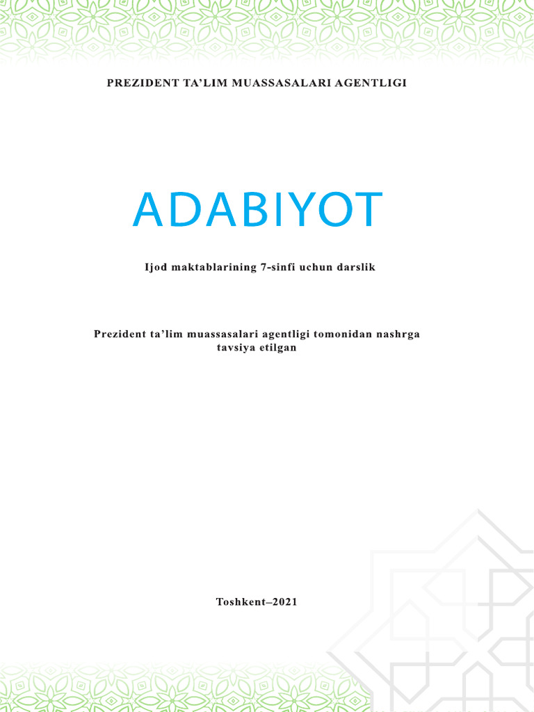 7 sinf adabiyot kitobi