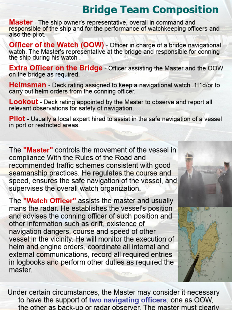 Master Officer of The Watch (OOW) Extra Officer On The Bridge Helmsman ...