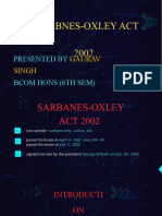 Sarabnes-Oxley Act 2002: Presented by Bcom Hons (6Th Sem)