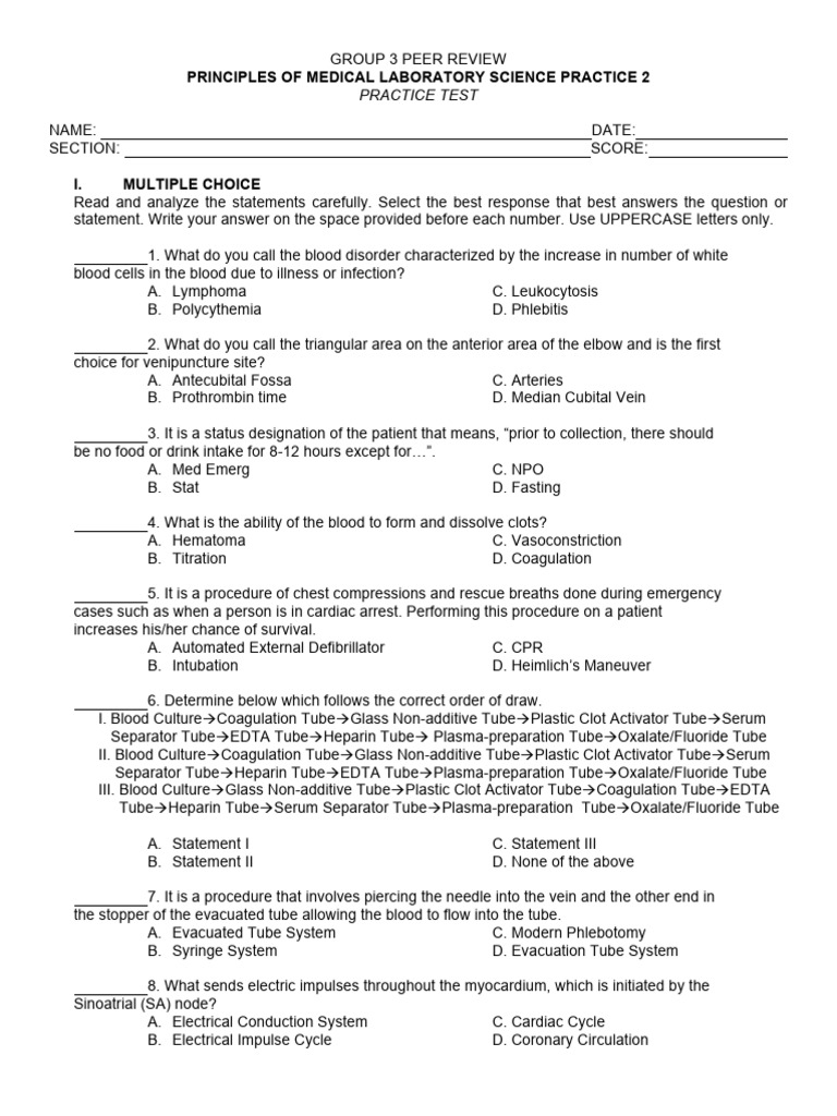MLSPML2C Practice Test - Midterms | PDF | Medical Specialties | Medicine