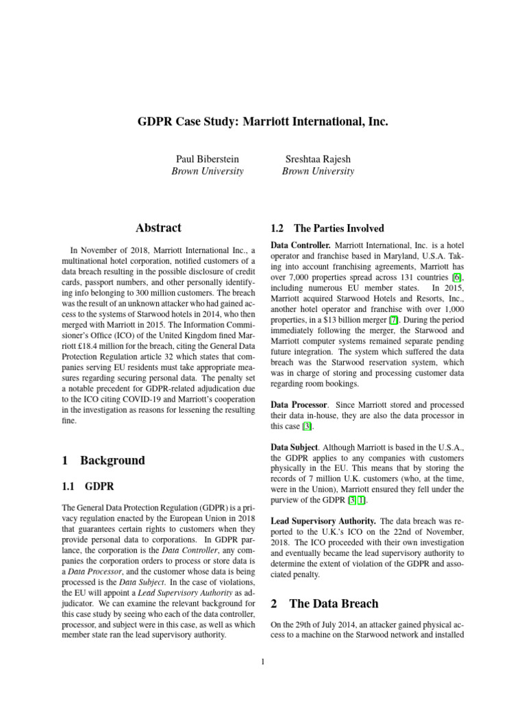 Marriot | PDF | Marriott International | Computer Security