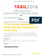 12ª Imersão em Contabilidade e Gestão Legal para Organizações do Terceiro Setor