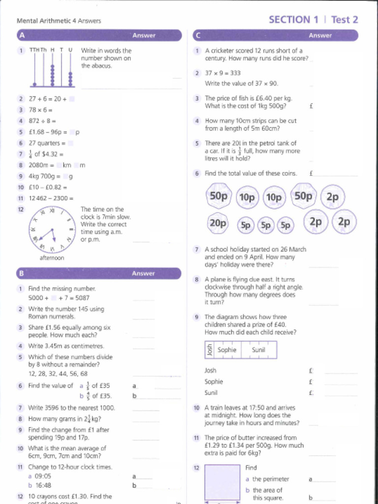 Paper Mental Maths Year 5 (1) - 2 | PDF