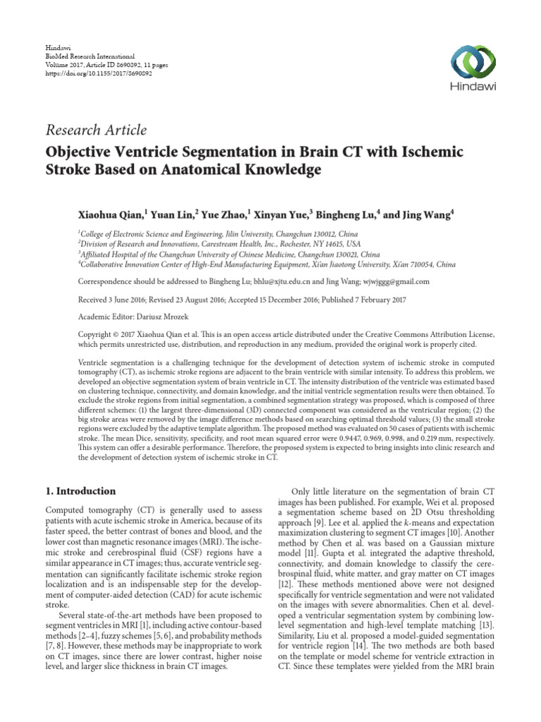 Ventricle Segmentation in Brain CT With Ischemic Stroke | PDF | Image ...