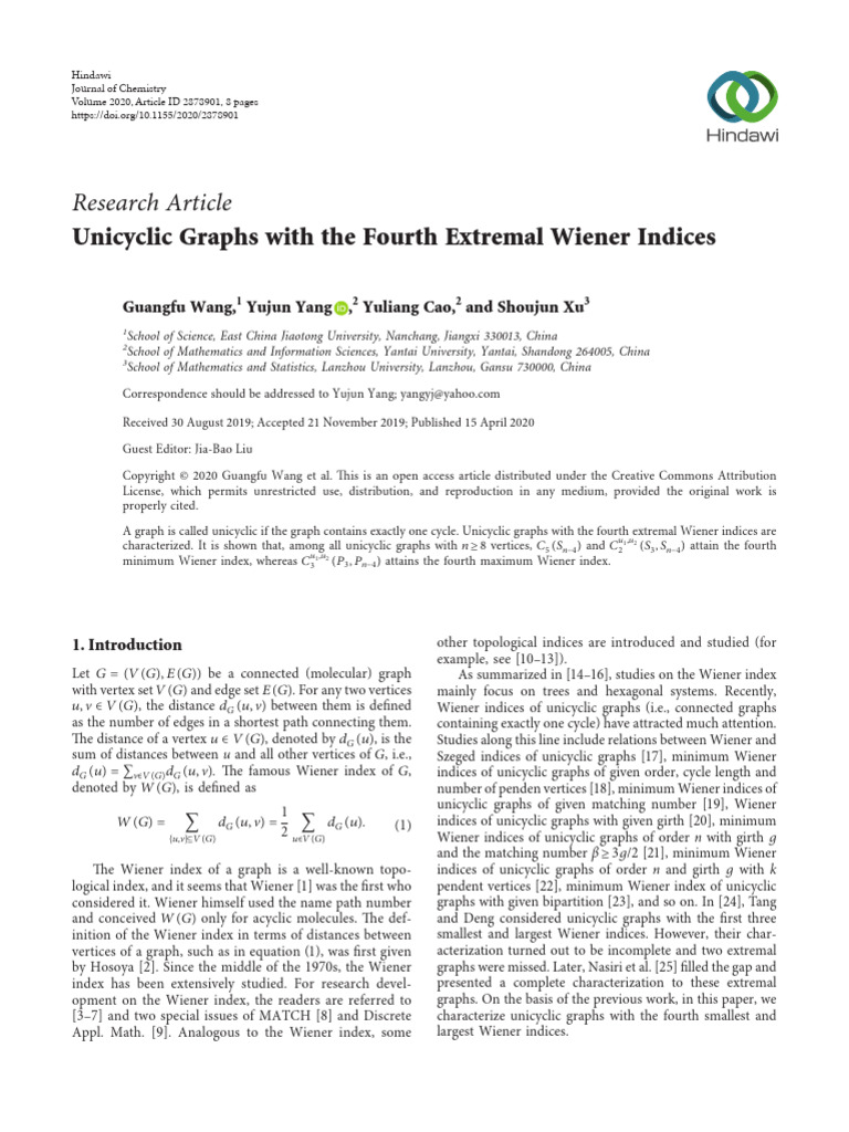 Unicyclic Graphs With The Fourth Extremal Wiener Indices Download Free PDF Vertex (Graph