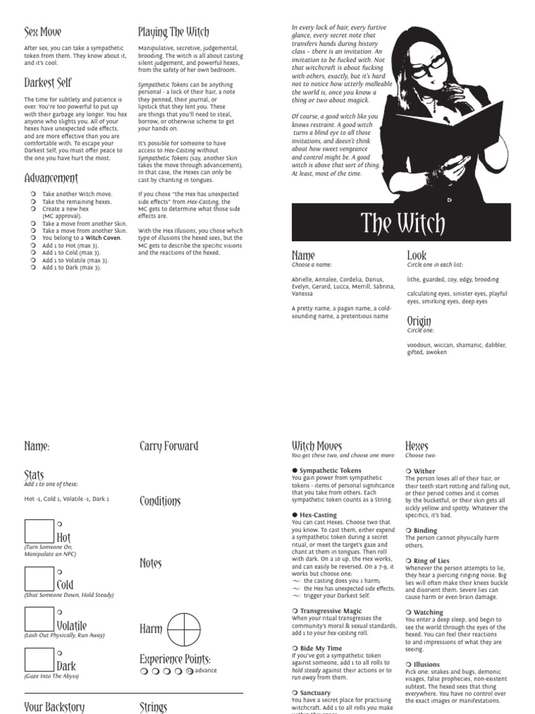  monsterhearts the witch skin editable v 1 0 pdf supernatural