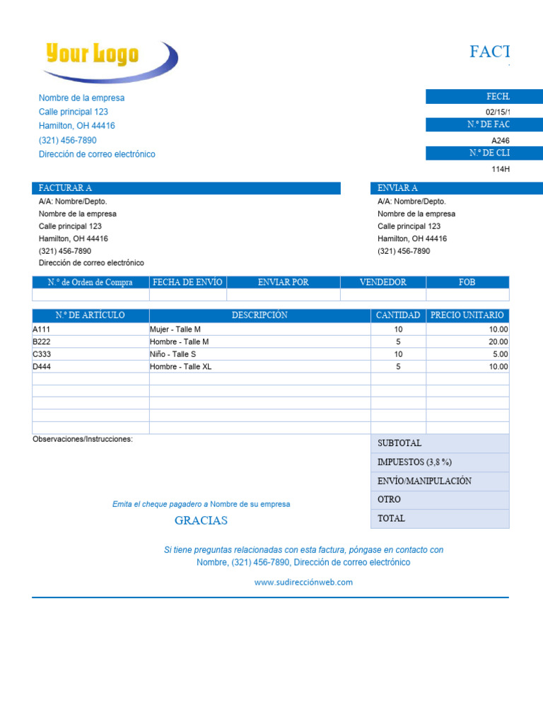 IC Sales Invoice Template 8563 - ES | PDF