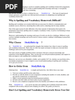 Spelling and Vocabulary Homework Menu