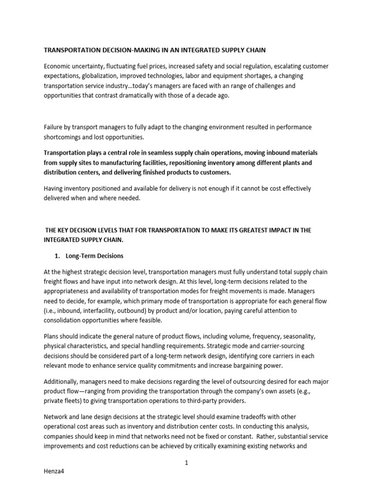 Transportation Decisions in Supply Chains | PDF | Cargo | Transport