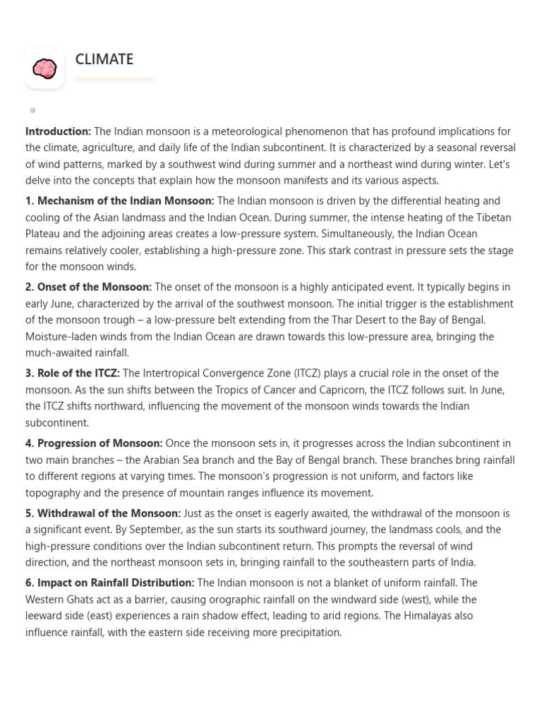 Climate Notes Download Free Pdf Monsoon Precipitation