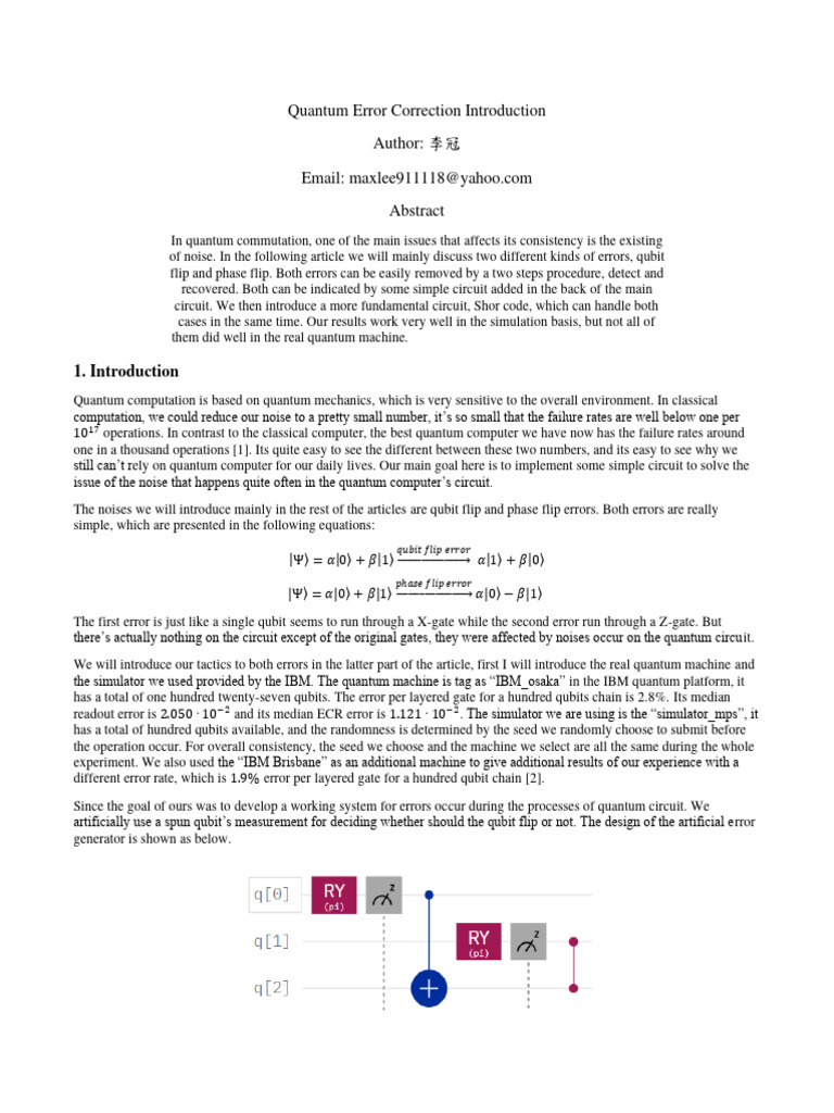 Intro to Quantum Error Correction | PDF | Quantum Computing | Applied ...