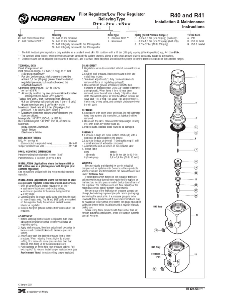 R40/R41 Air Regulator Guide | PDF | Valve | Gases