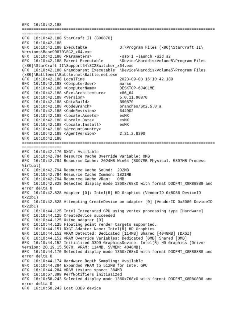 StarCraft II Graphics Log Details | PDF | Computer Engineering ...