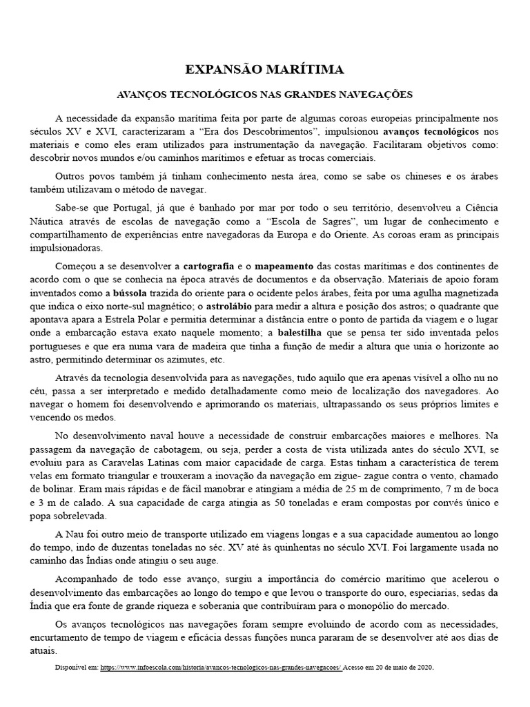 Expansão Marítima | PDF | Era dos Descobrimentos | Bússola