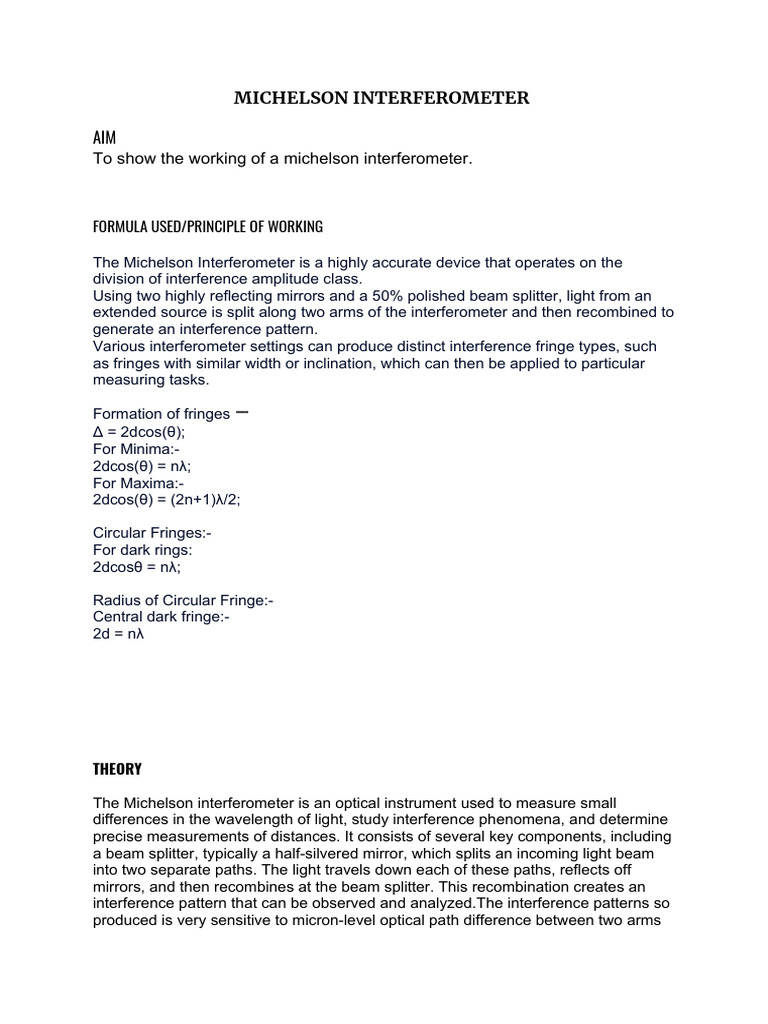 Michelson Interferometer Pdf Interferometry Ligo