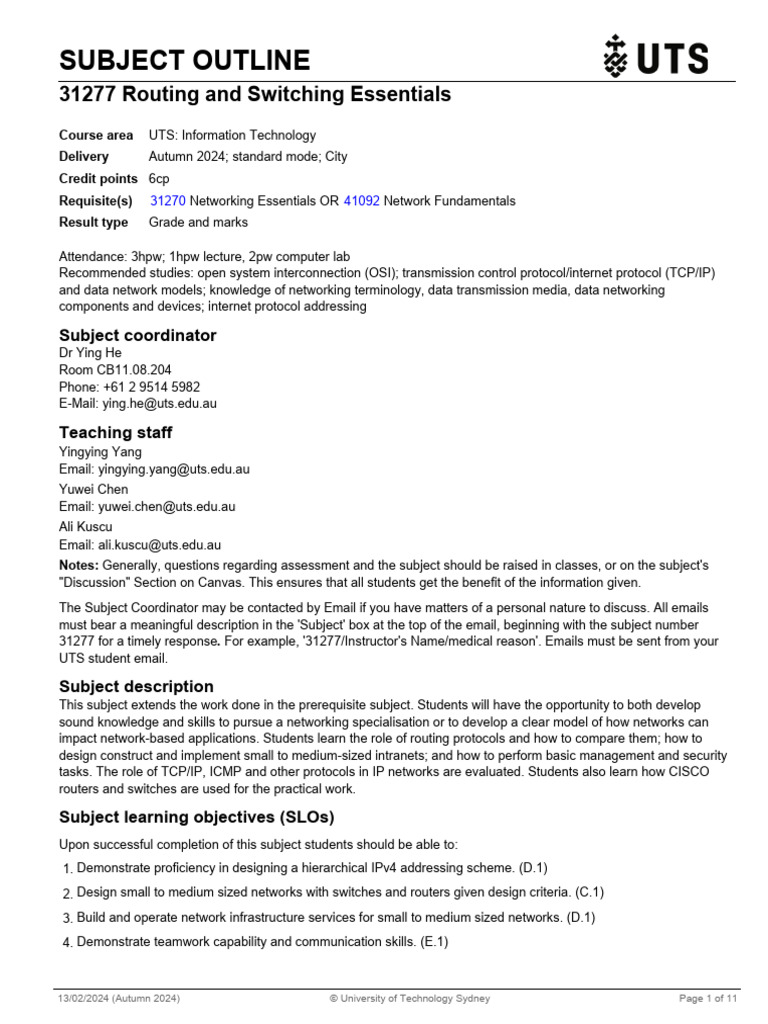 Routing and Switching Essentials UTS | PDF | Computer Network ...