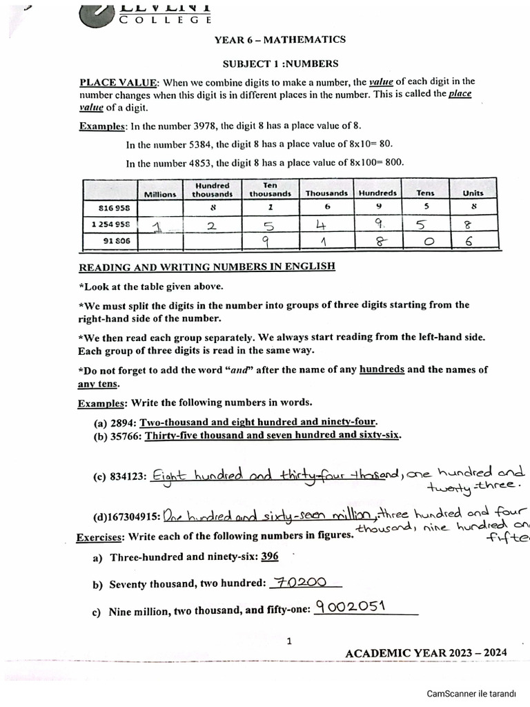2 Numbers Answer Key | PDF