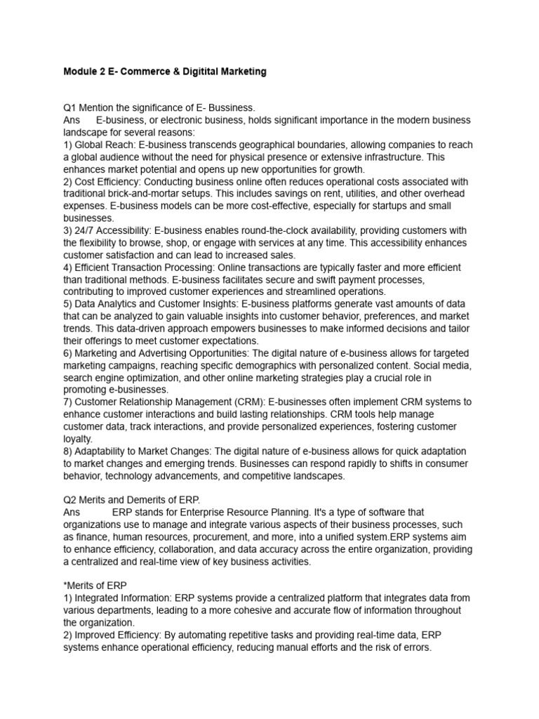 Module 2 E Commerce Digitital Marketing Download Free Pdf