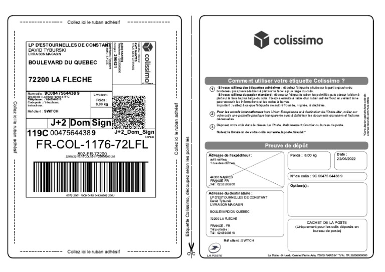 Étiquette Colissimo pour envoi colis | PDF | Secteurs du service ...