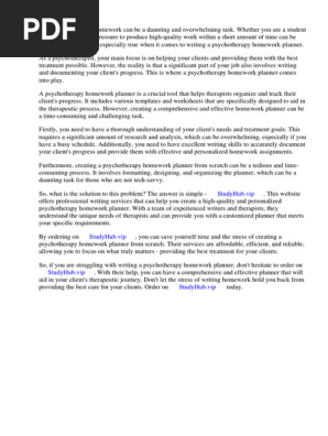 Psychotherapy Homework Planner PDF