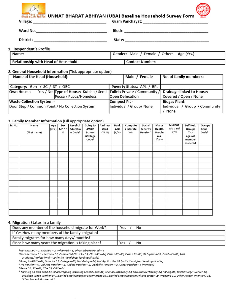 Household survey form pdf agriculture