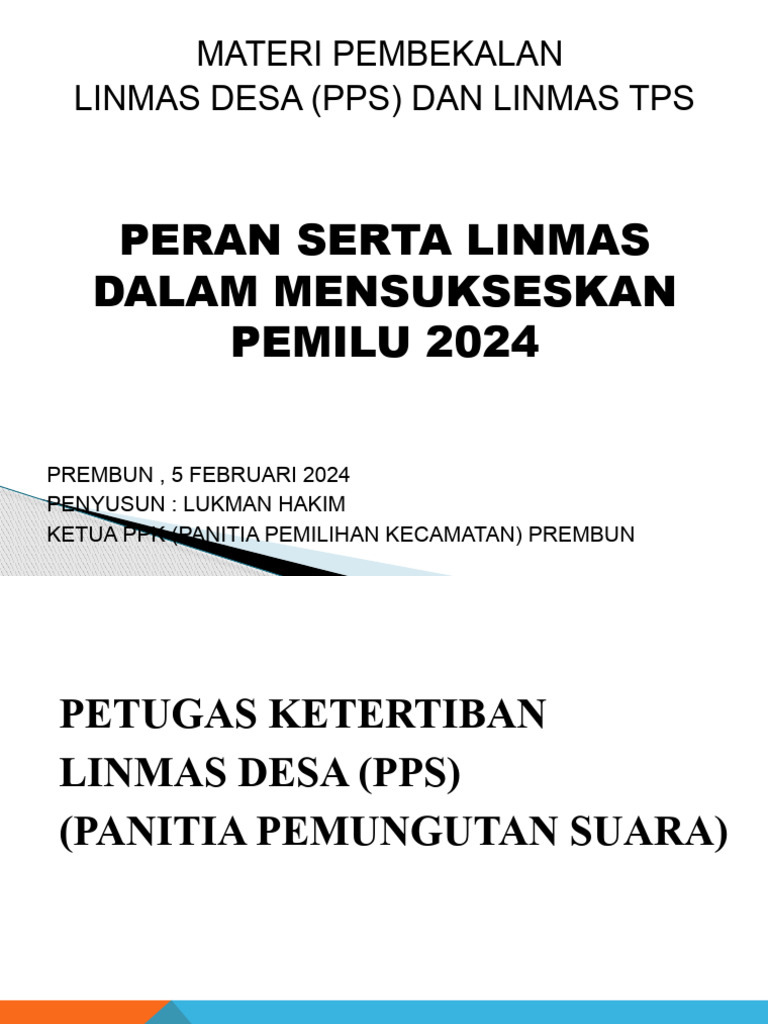 Peran Linmas dalam Pemilu 2024 | PDF