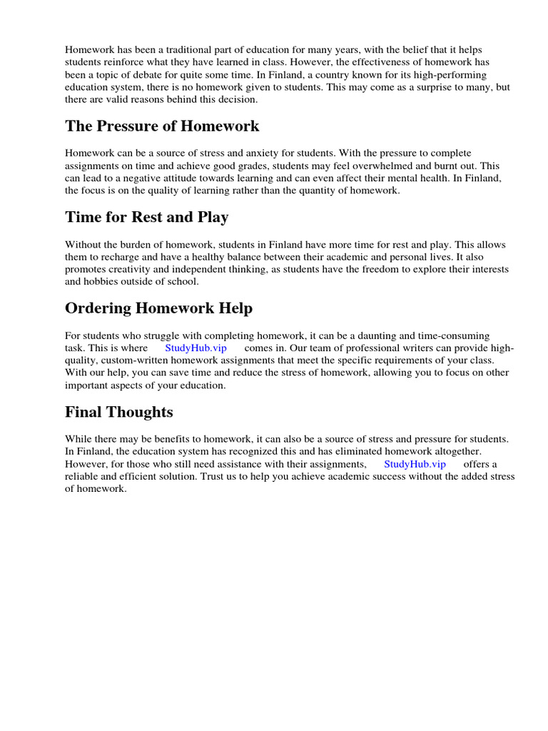 Theres No Homework in Finland | PDF | Homework | Teachers