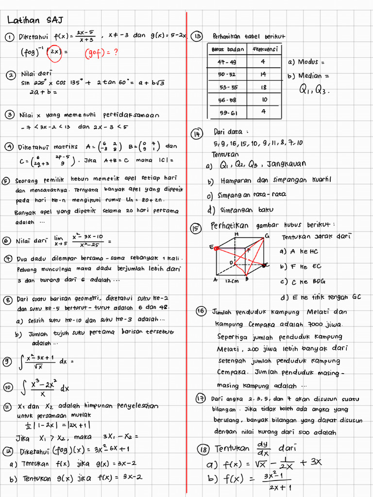 Latihan SAJ Mat Wajib | PDF