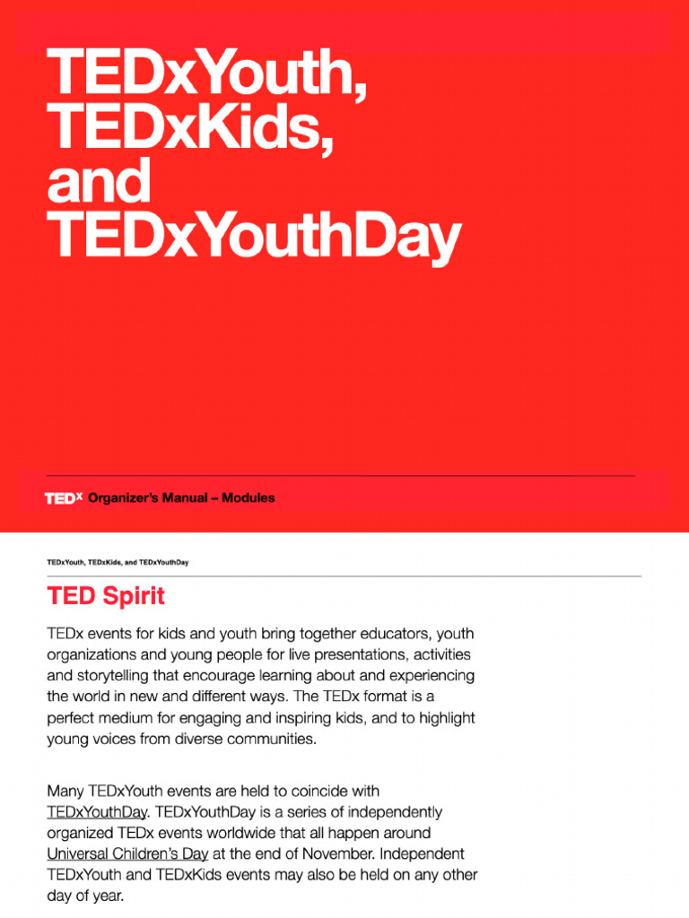 TEDxYouth Toolkit - TEDx Organizer Guide | PDF