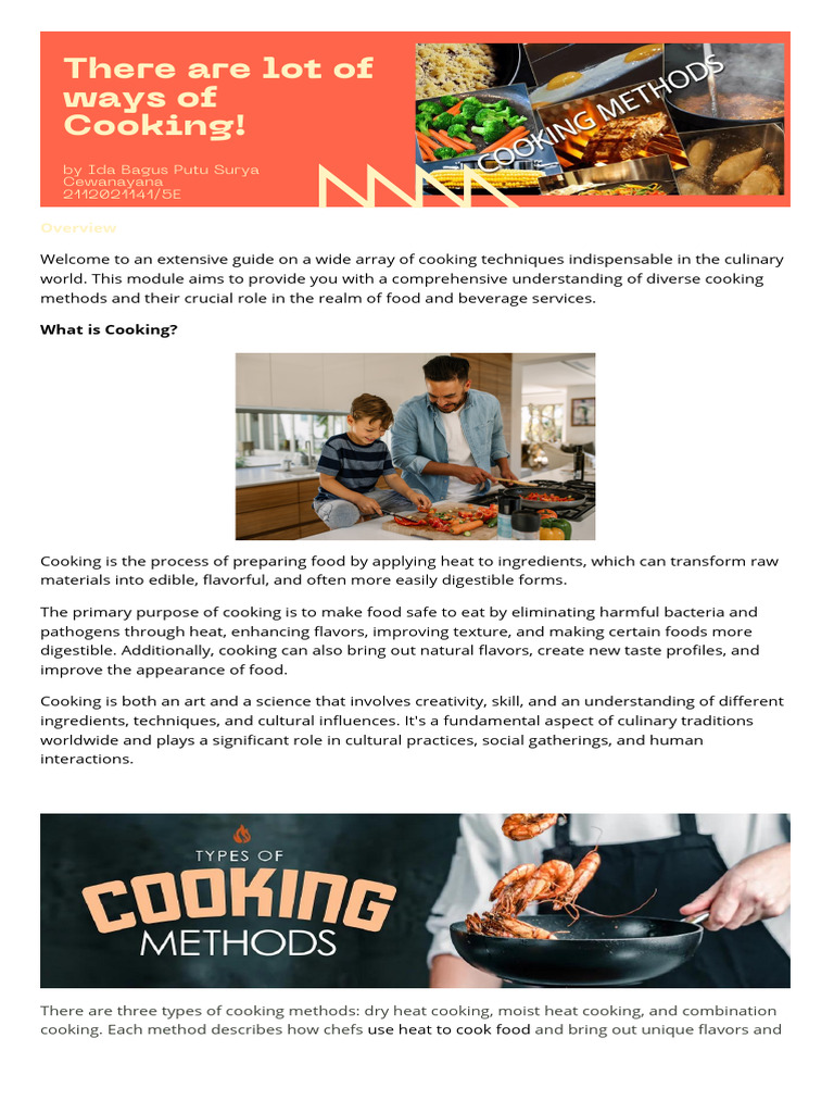 Cooking Methods - Compillation of Cooking Methods + Exercise | PDF ...